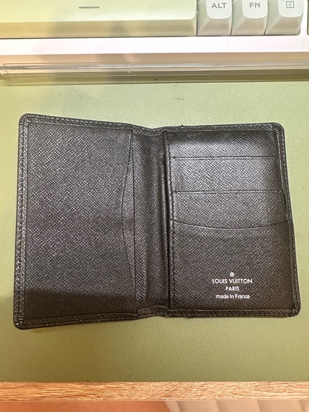 AUTHENTIC Louis Vuitton Black Taiga Leather Bifold Wallet